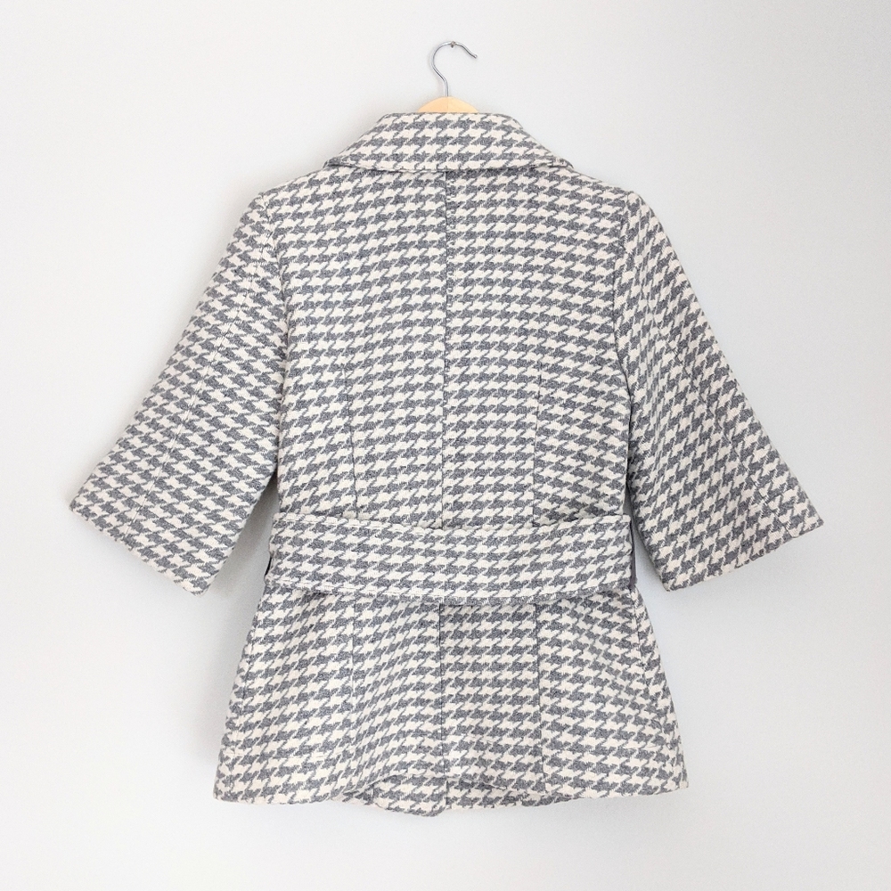 🇨🇦 Soia & Kyo Grey Houndstooth Wool Blend Peacoat Made In Canada - Picture 4 of 8